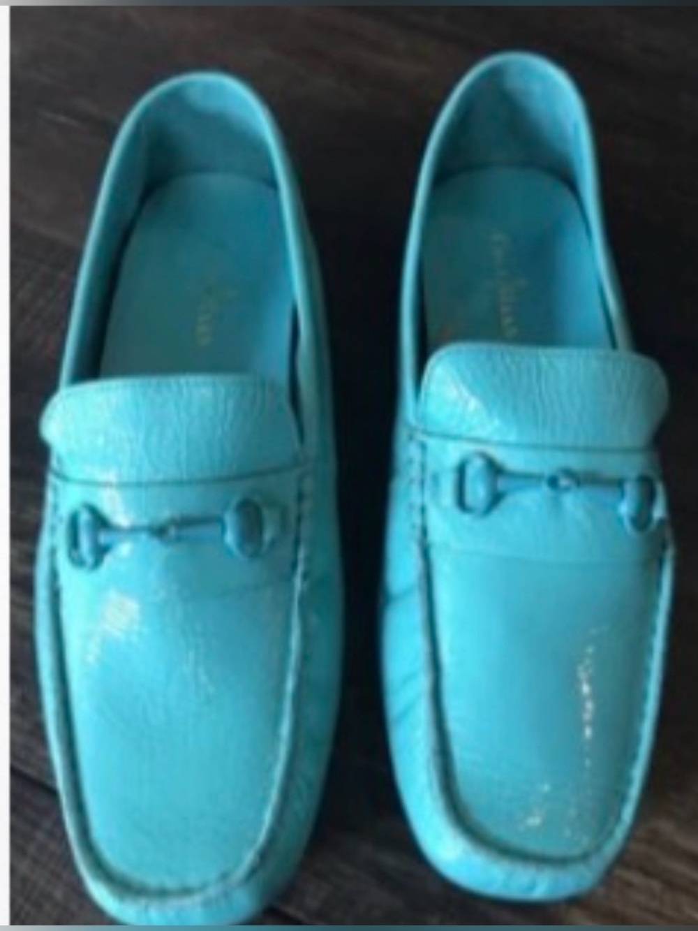 Cole Haan Driving Turquoise Leather Horsebit Loafers